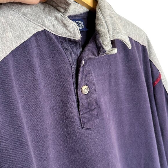 Vintage Coleman Rugby Shirt Navy Red Stripe Cotton Long Sleeve 90s Large - Picture 2 of 6